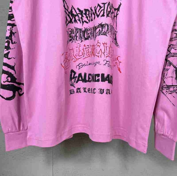 Balenciaga pink long-sleeved T-shirt - Picture 6 of 9